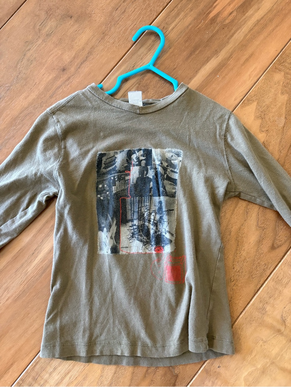 Bonpoint Olive Green Long-Sleeve Graphic Tee